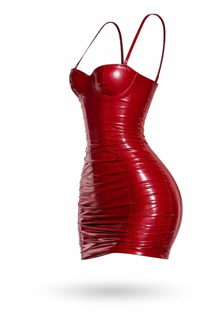Red Temptress Ruched Mini Dress