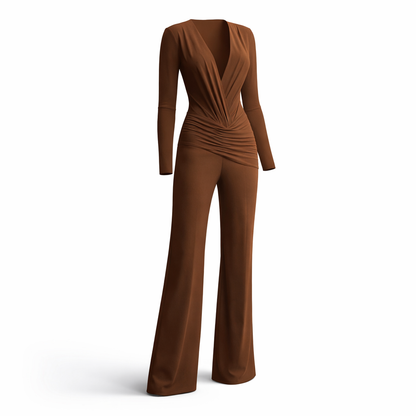 Ruched Plunge Jumpsuit