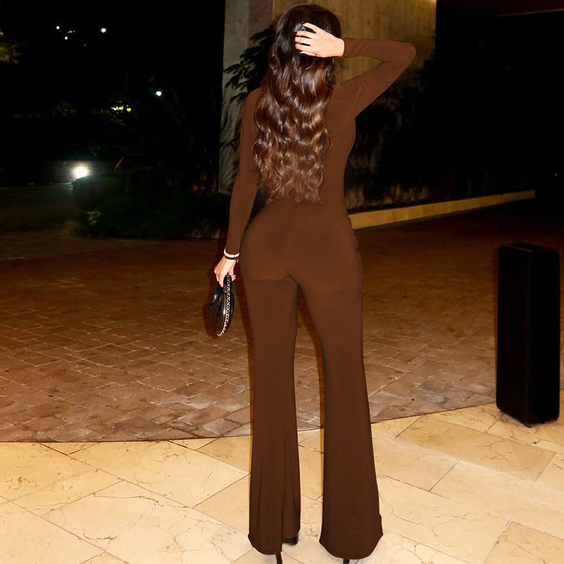 Ruched Plunge Jumpsuit