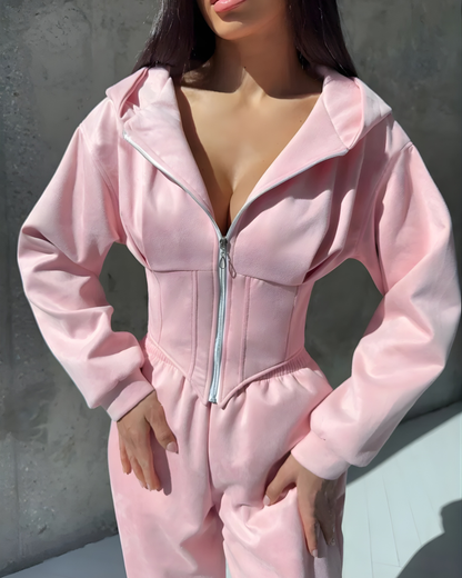 Zip-Front Corset Jumpsuit