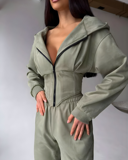 Zip-Front Corset Jumpsuit