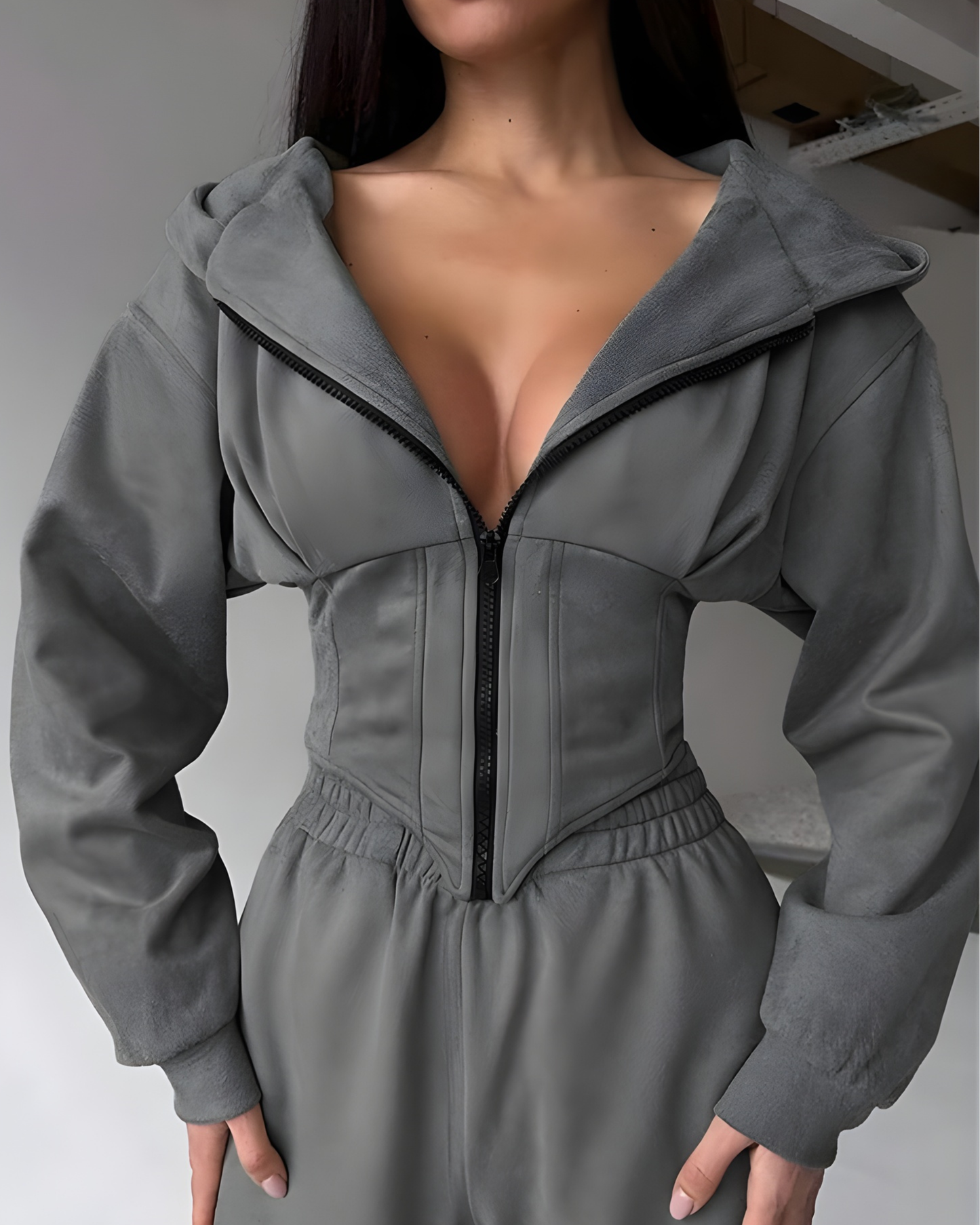 Zip-Front Corset Jumpsuit