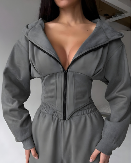 Zip-Front Corset Jumpsuit