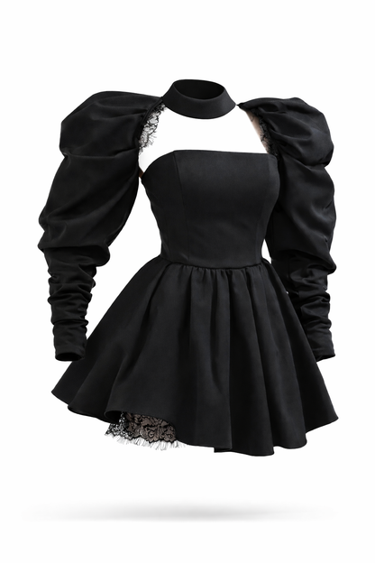 Glamorous sleeve mini black dress