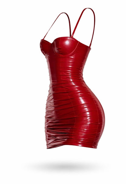 Red Temptress Ruched Mini Dress