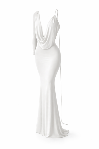 Midnight Drape One-Shoulder Maxi Dress