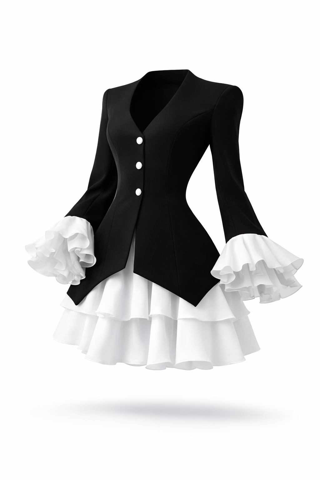 Black & White Ruffle Blazer Mini Dress