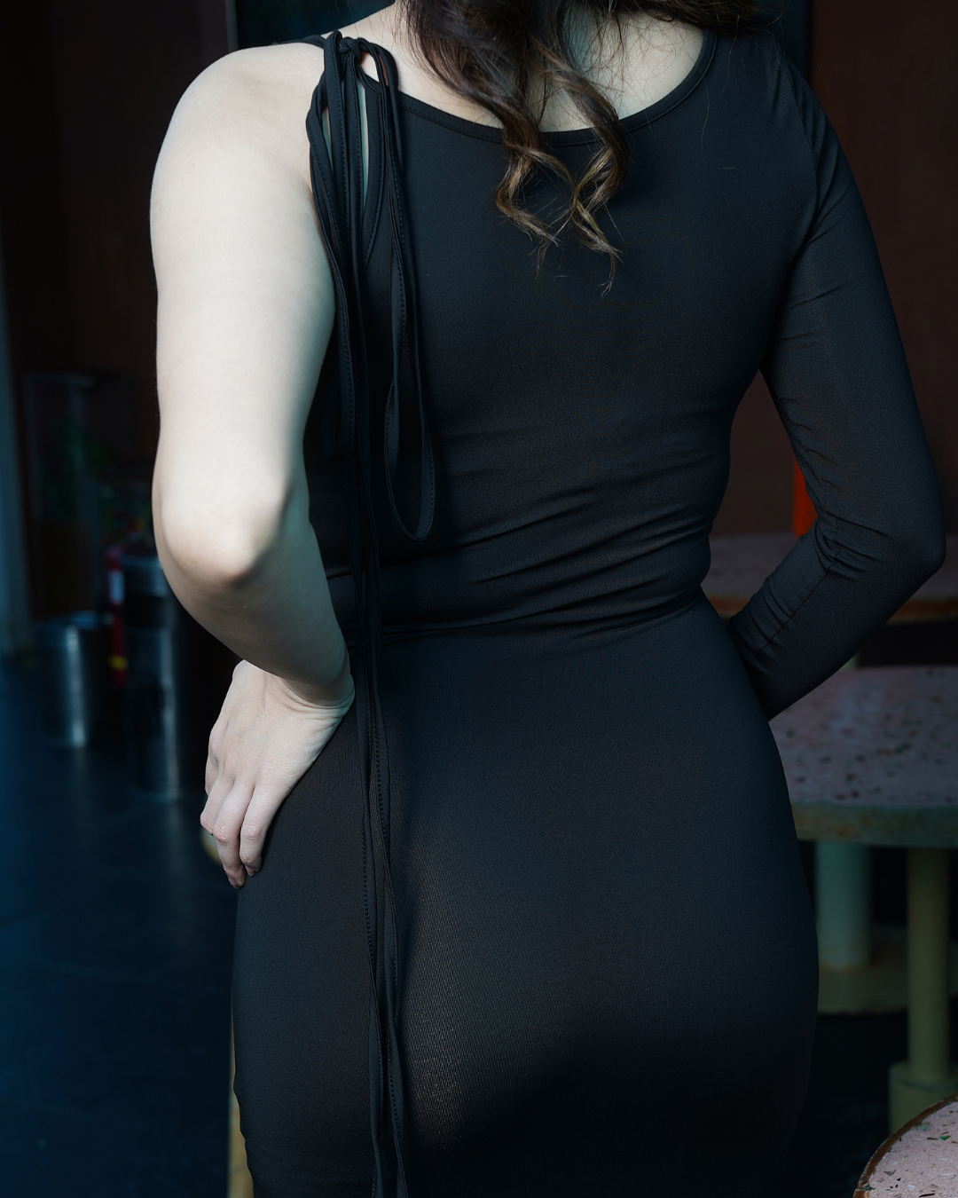 Midnight Drape One-Shoulder Maxi Dress