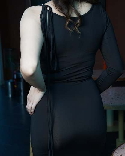 Midnight Drape One-Shoulder Maxi Dress