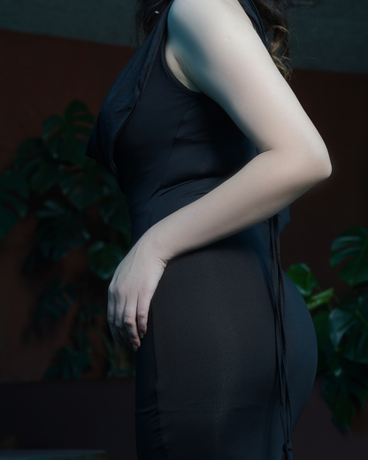 Midnight Drape One-Shoulder Maxi Dress