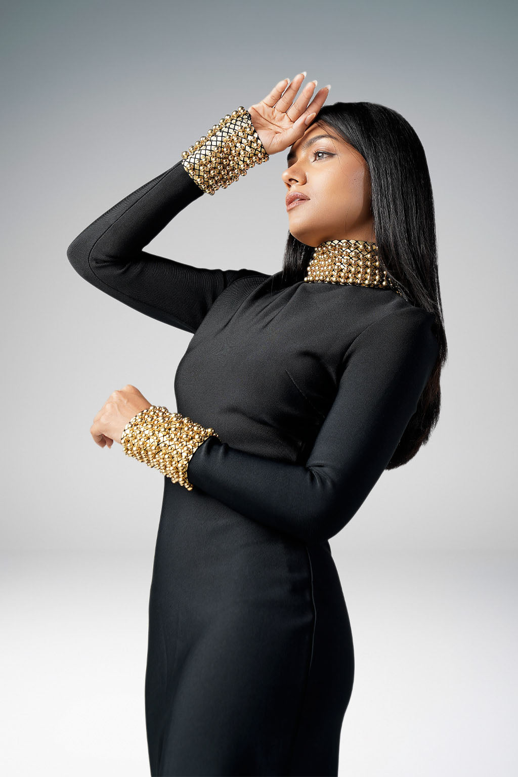 Golden Diva black long dress