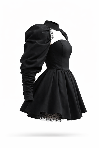 Glamorous sleeve mini black dress