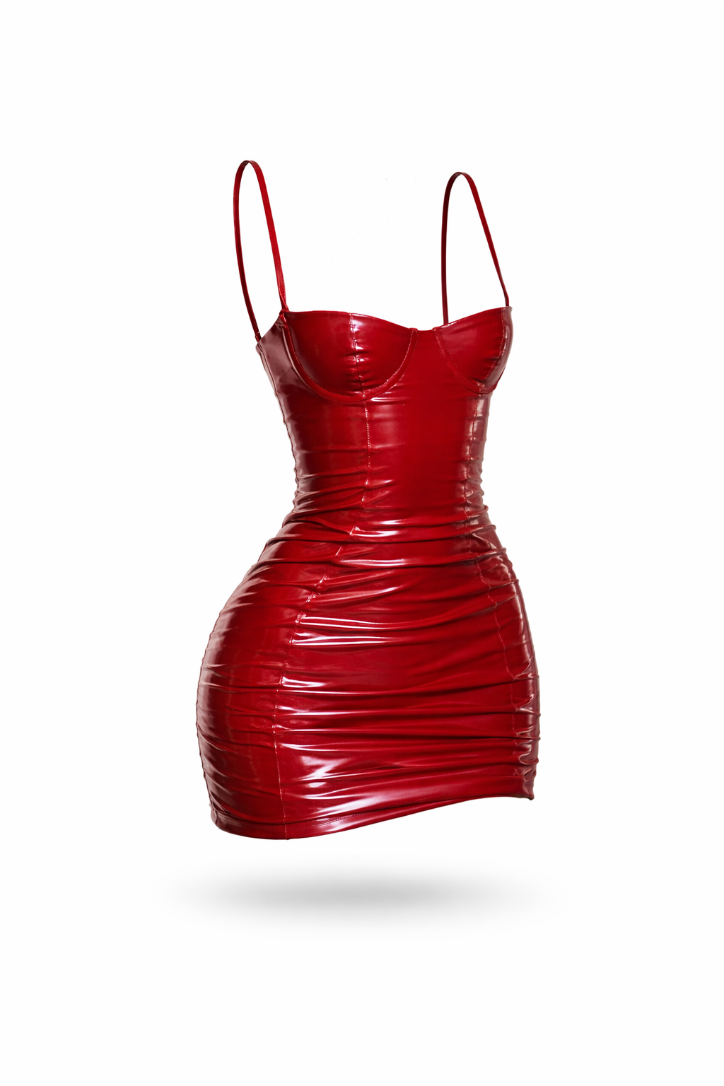 Red Temptress Ruched Mini Dress