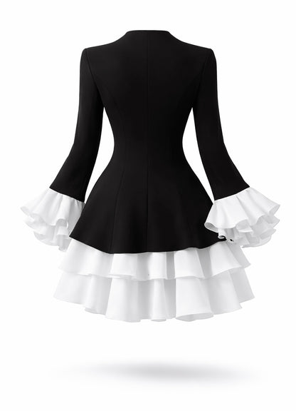 Black & White Ruffle Blazer Mini Dress