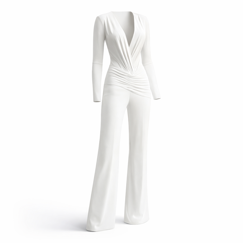 Ruched Plunge Jumpsuit