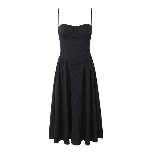Chic Summer Black midi dress