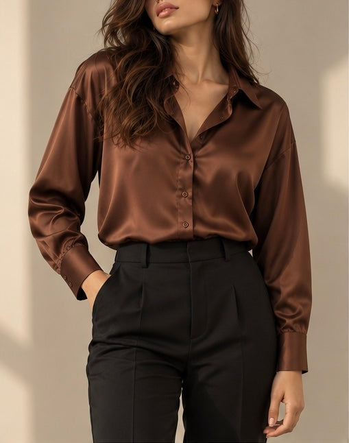 Cocoa Luxe Satin Shirt