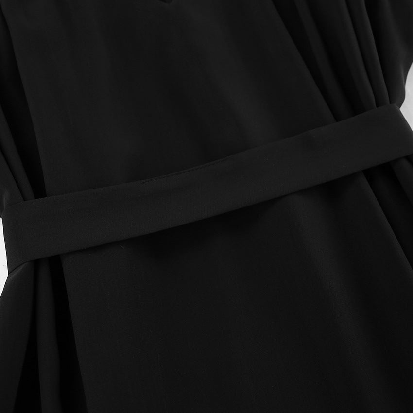 Black tie up mini dress