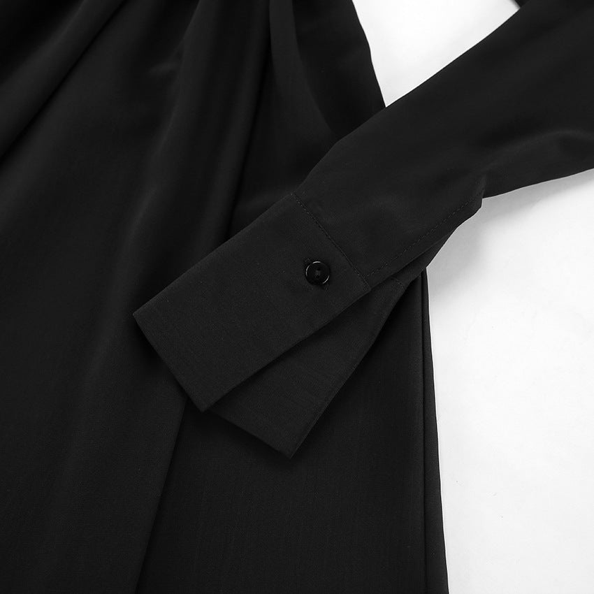 Black tie up mini dress