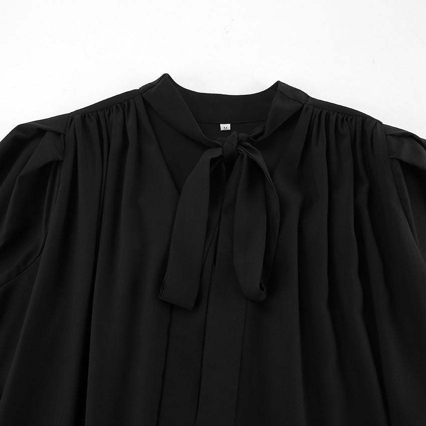 Black tie up mini dress