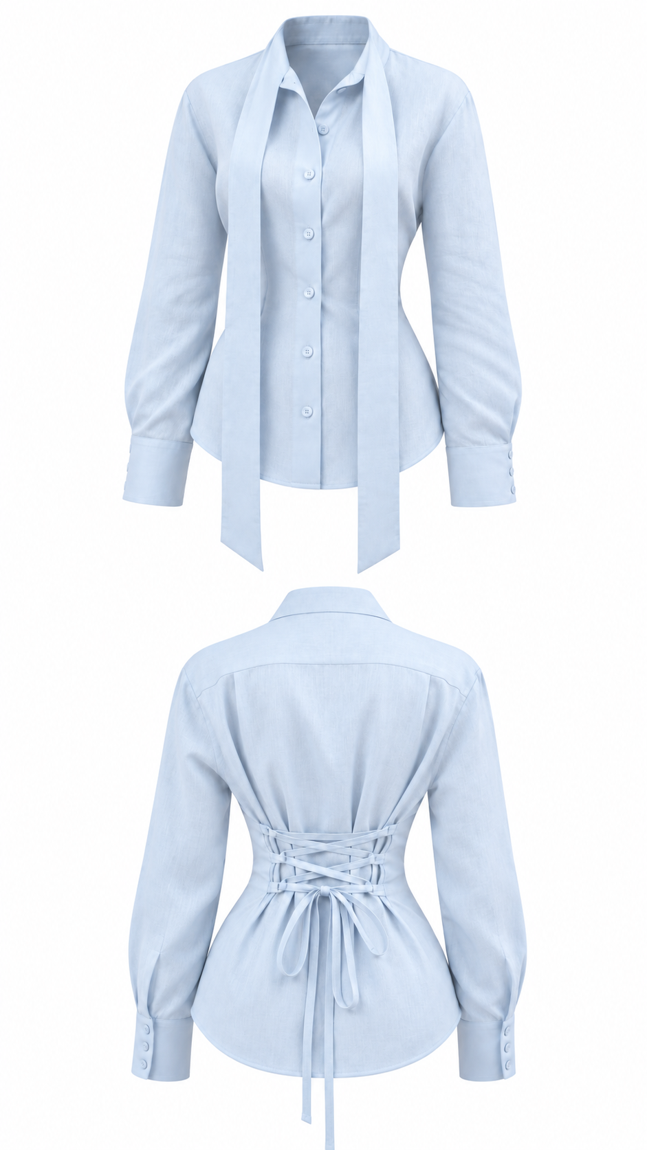 Skyline Lace-Up Scarf Blouse - image 1