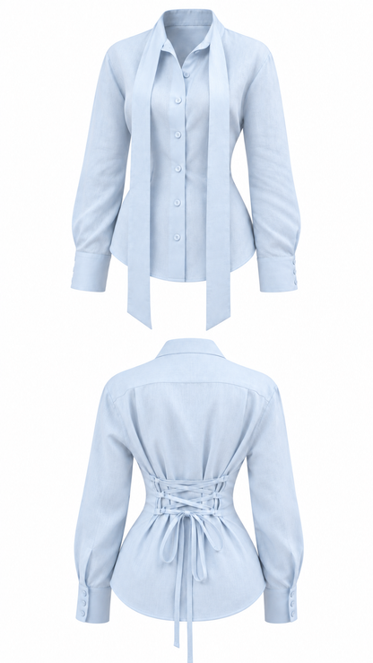 Skyline Lace-Up Scarf Blouse - image 1