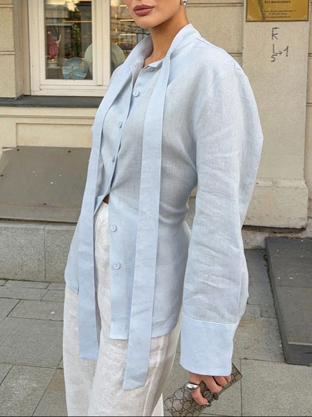 Skyline Lace-Up Scarf Blouse - image 4