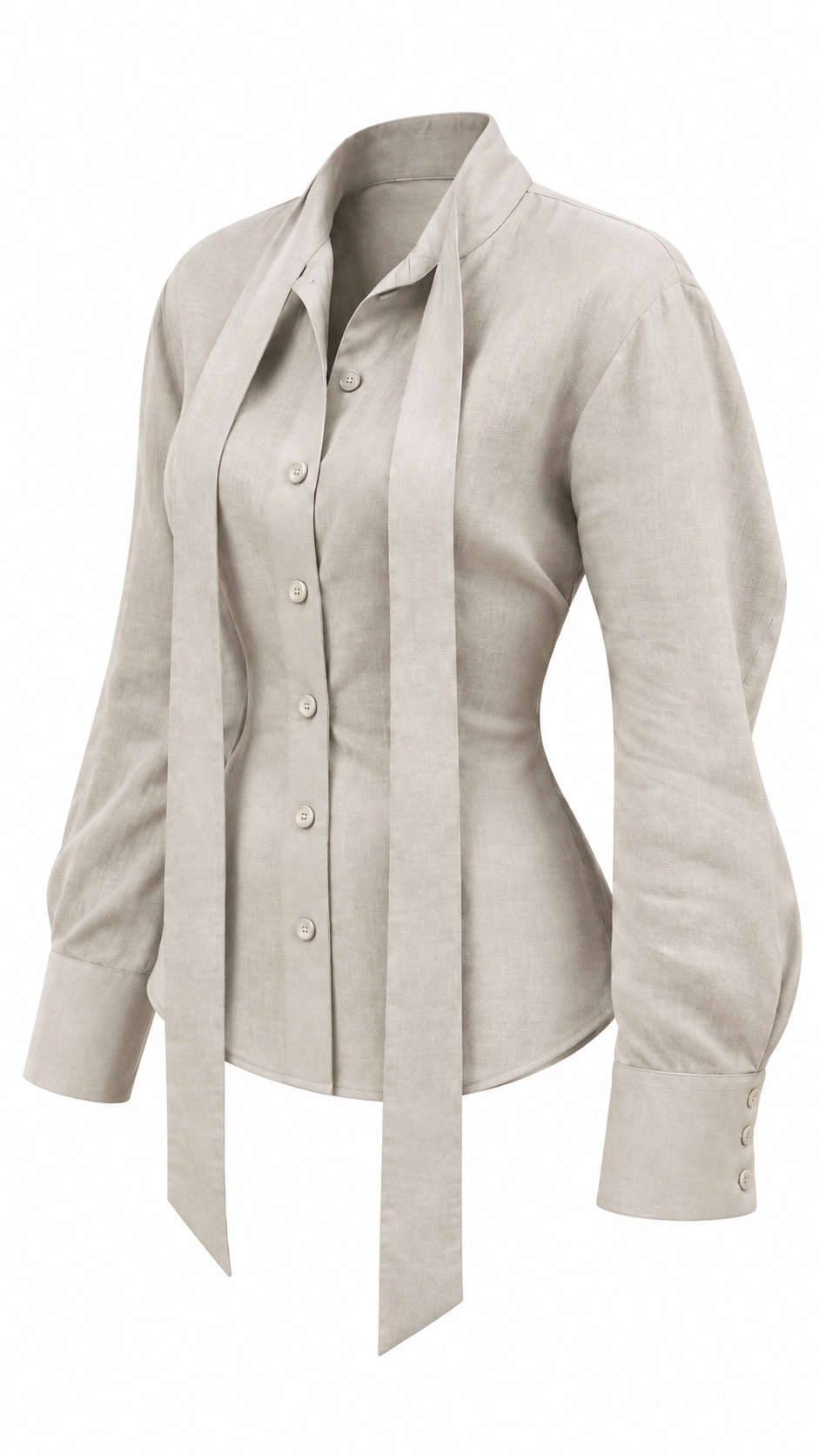 Sandstone Lace-Up Scarf Blouse - image 2