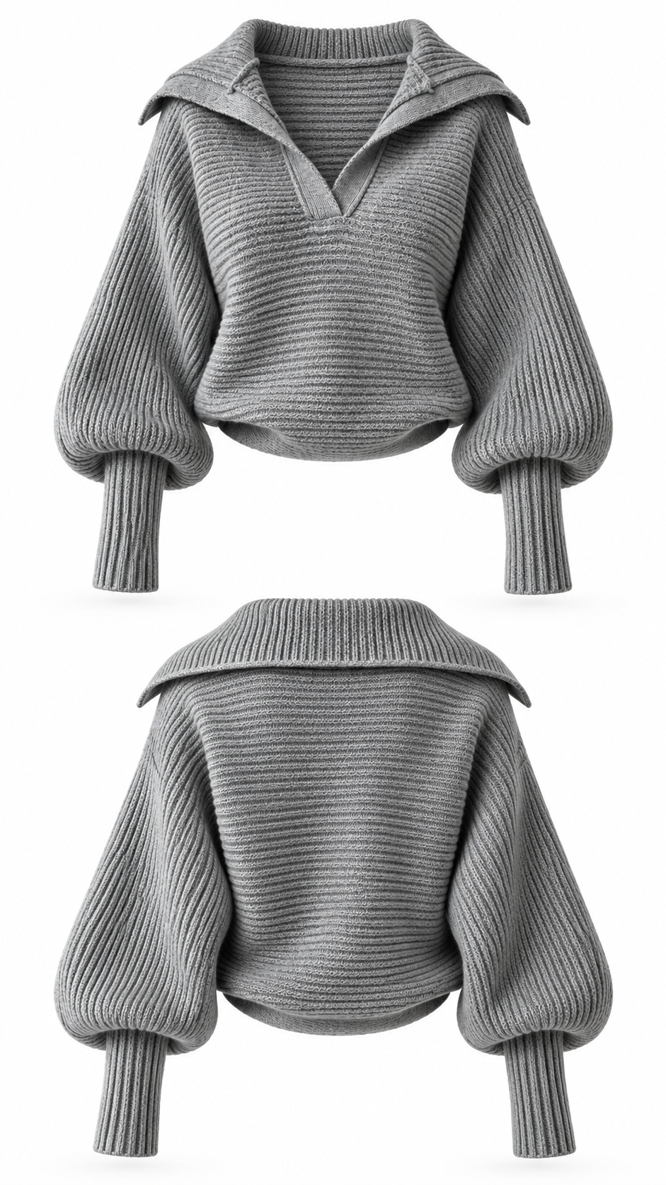 Slate Ribbed Statement-Collar Sweater - image 1