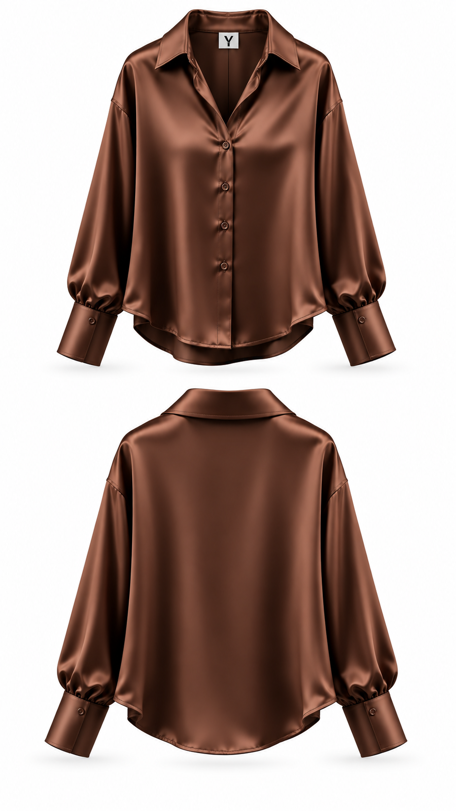 Cocoa Luxe Satin Shirt - image 1