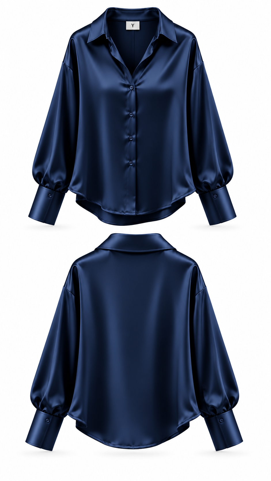 Midnight Navy Satin Shirt - image 1