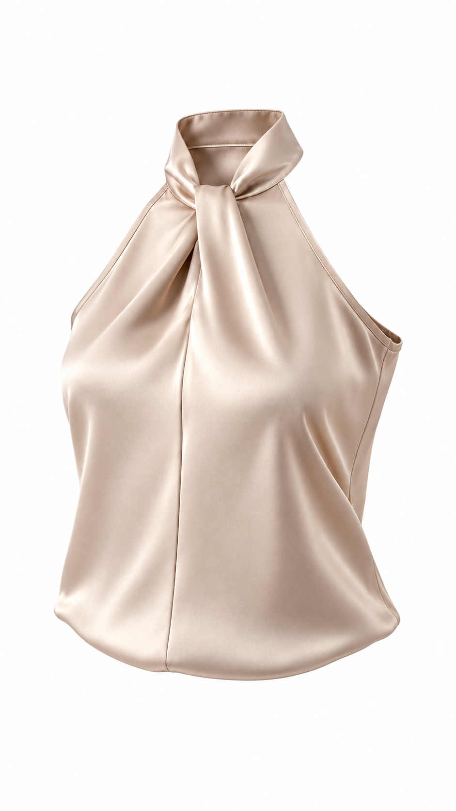 Champagne Halter-Neck Satin Top - image 1