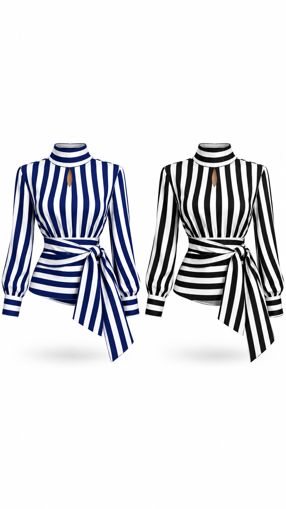 Blue Stripe Wrap Blouse - image 1