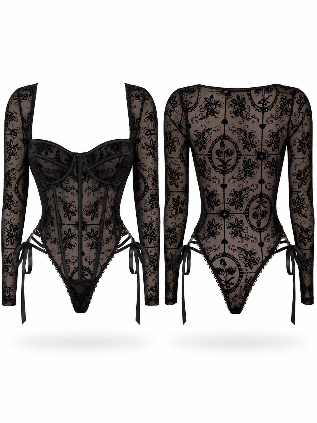 Noir Fleur Lace Corset Top - image 2
