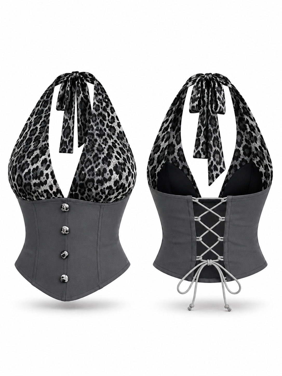 Feline Noir Leopard Corset Top - image 2