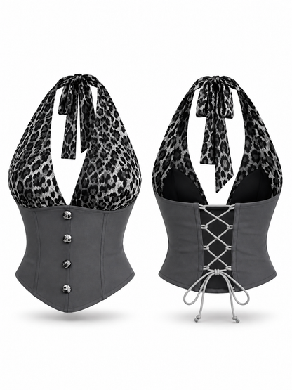 Feline Noir Leopard Corset Top - image 2