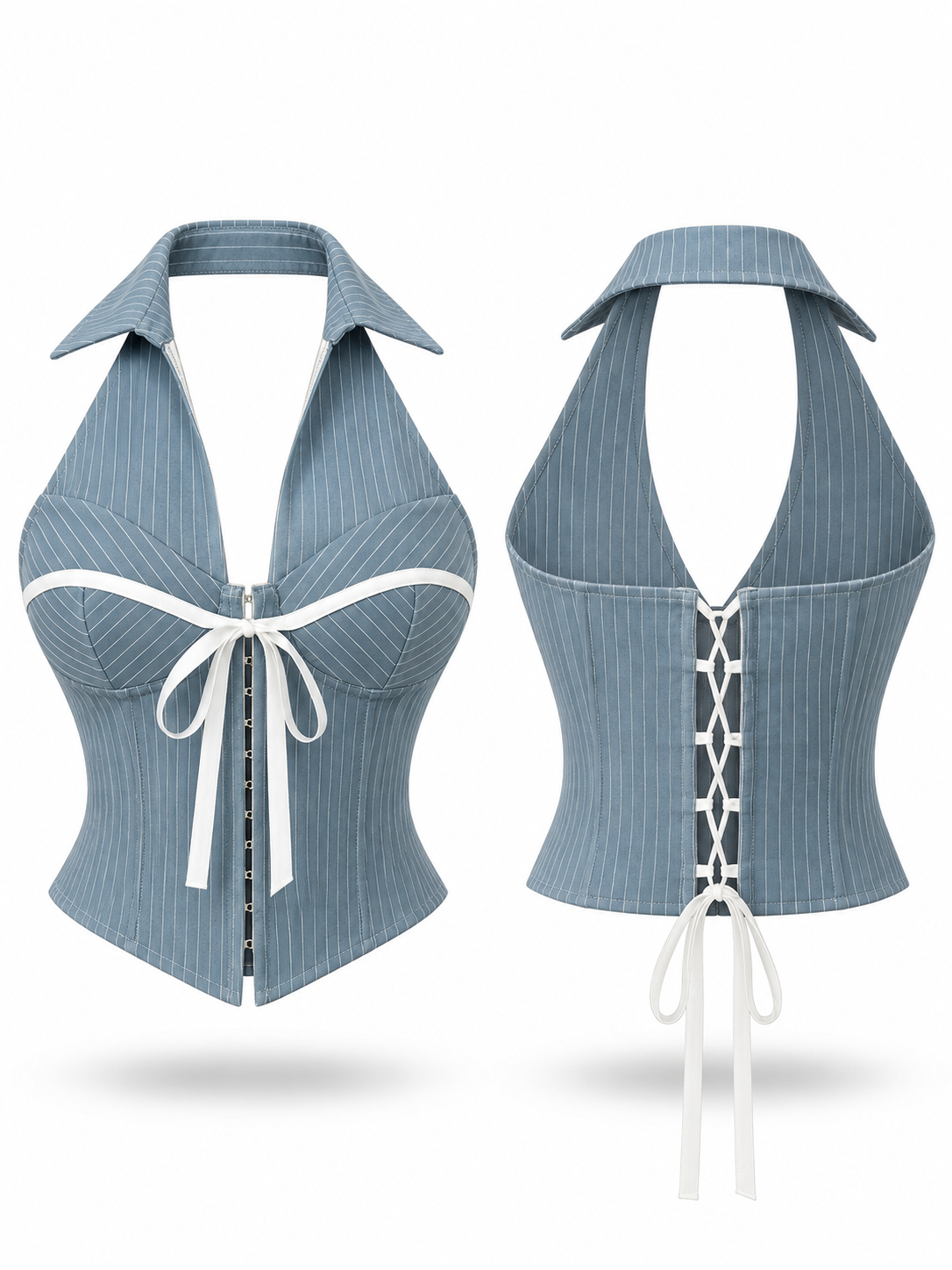 Azure Ribbon Corset Top - image 2