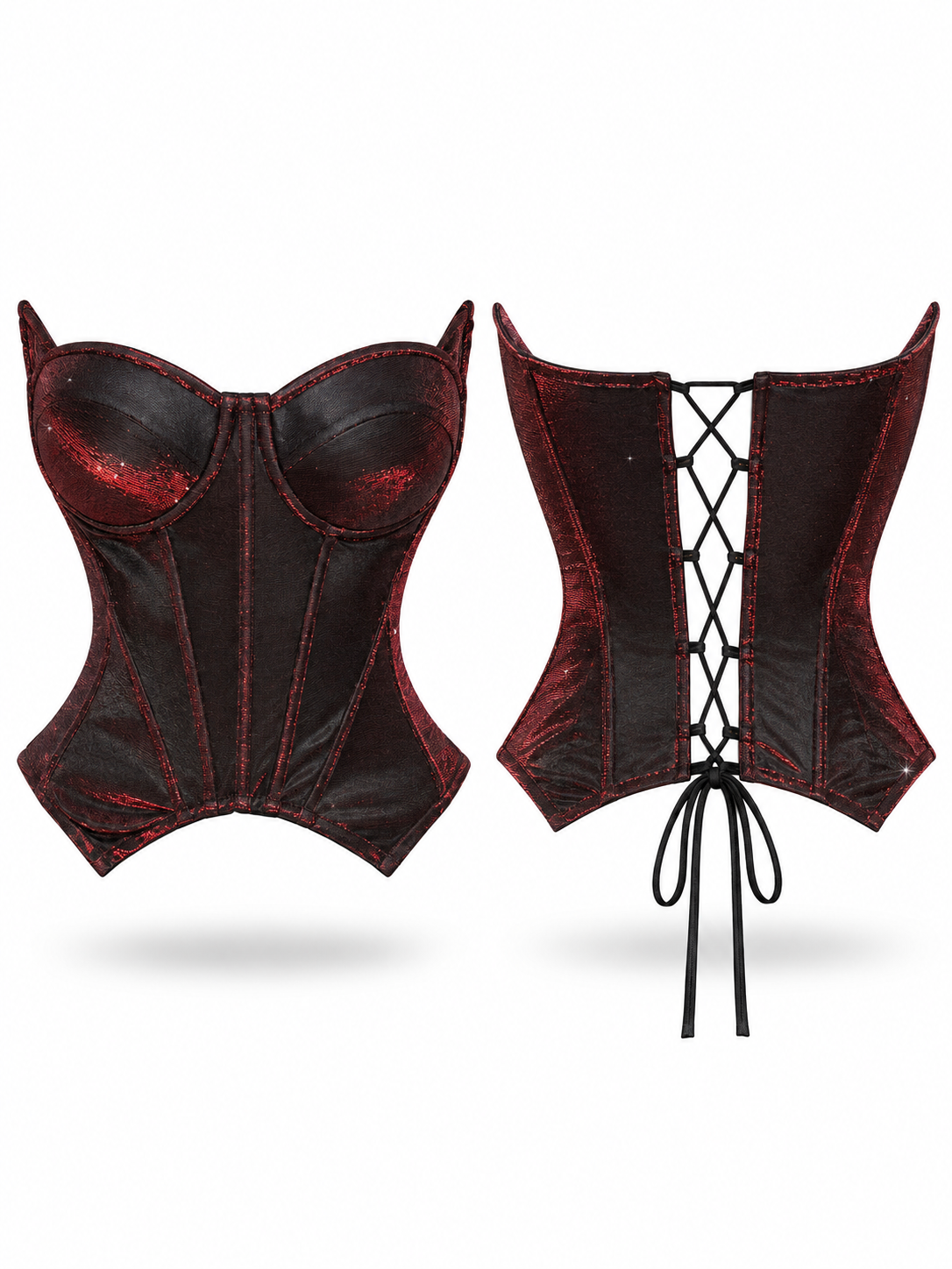 Slate Pinstripe Lace-Up Corset Top - image 2