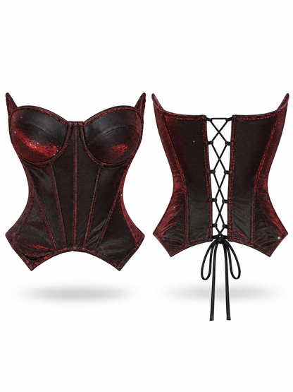 Slate Pinstripe Lace-Up Corset Top - image 2