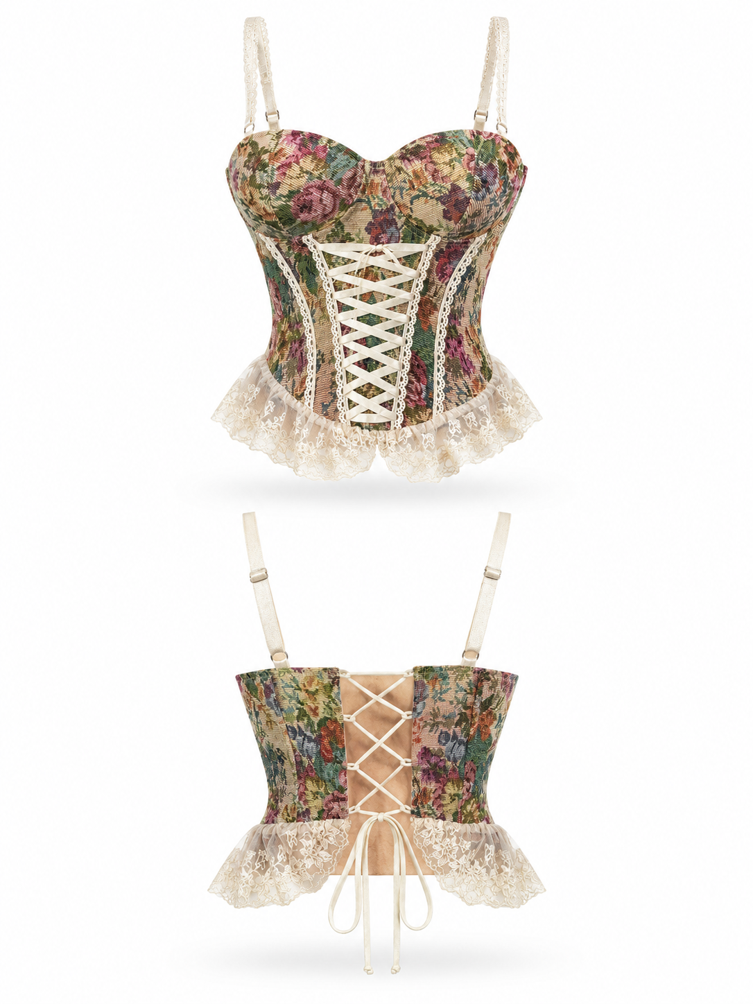 Crimson Garden Floral Corset Top - image 2