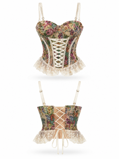 Crimson Garden Floral Corset Top - image 2