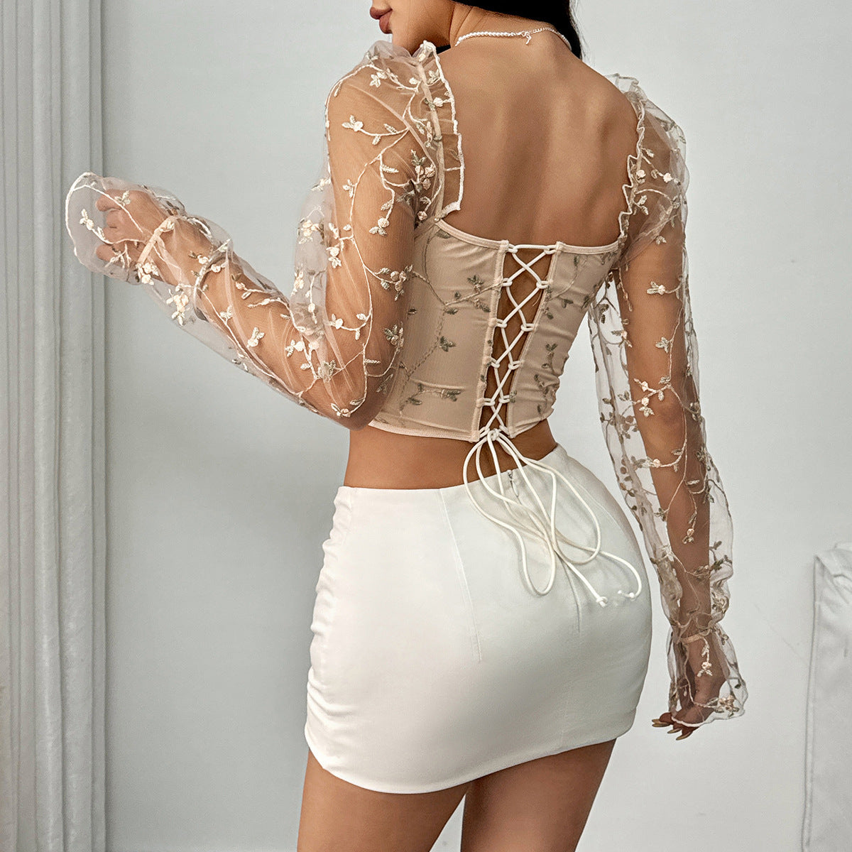 Champagne Vine Embroidered Corset - image 2