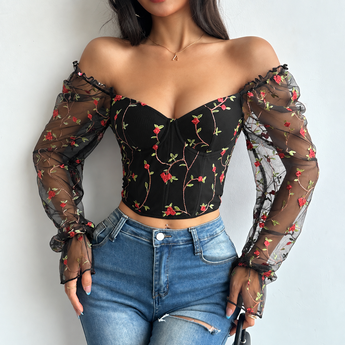 Rose Noir Embroidered Corset - image 1