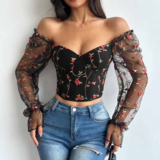 Rose Noir Embroidered Corset - image 1