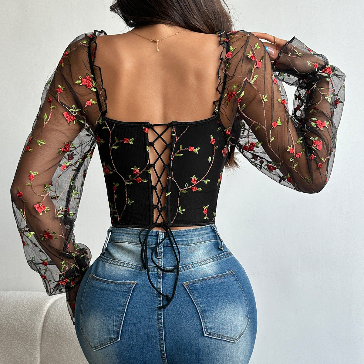 Rose Noir Embroidered Corset - image 2