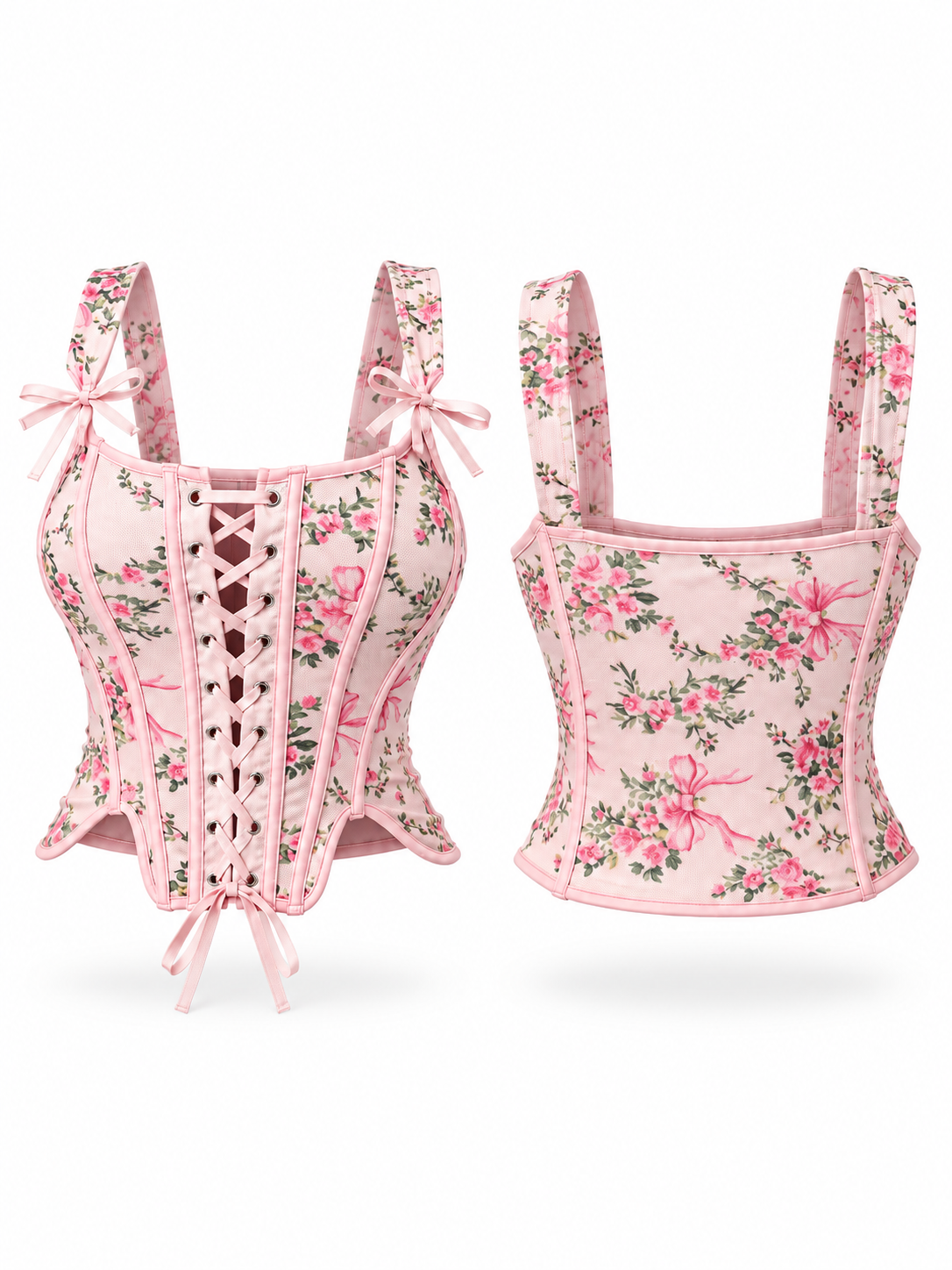 Petal Pink Garden Lace-Up Corset - image 2