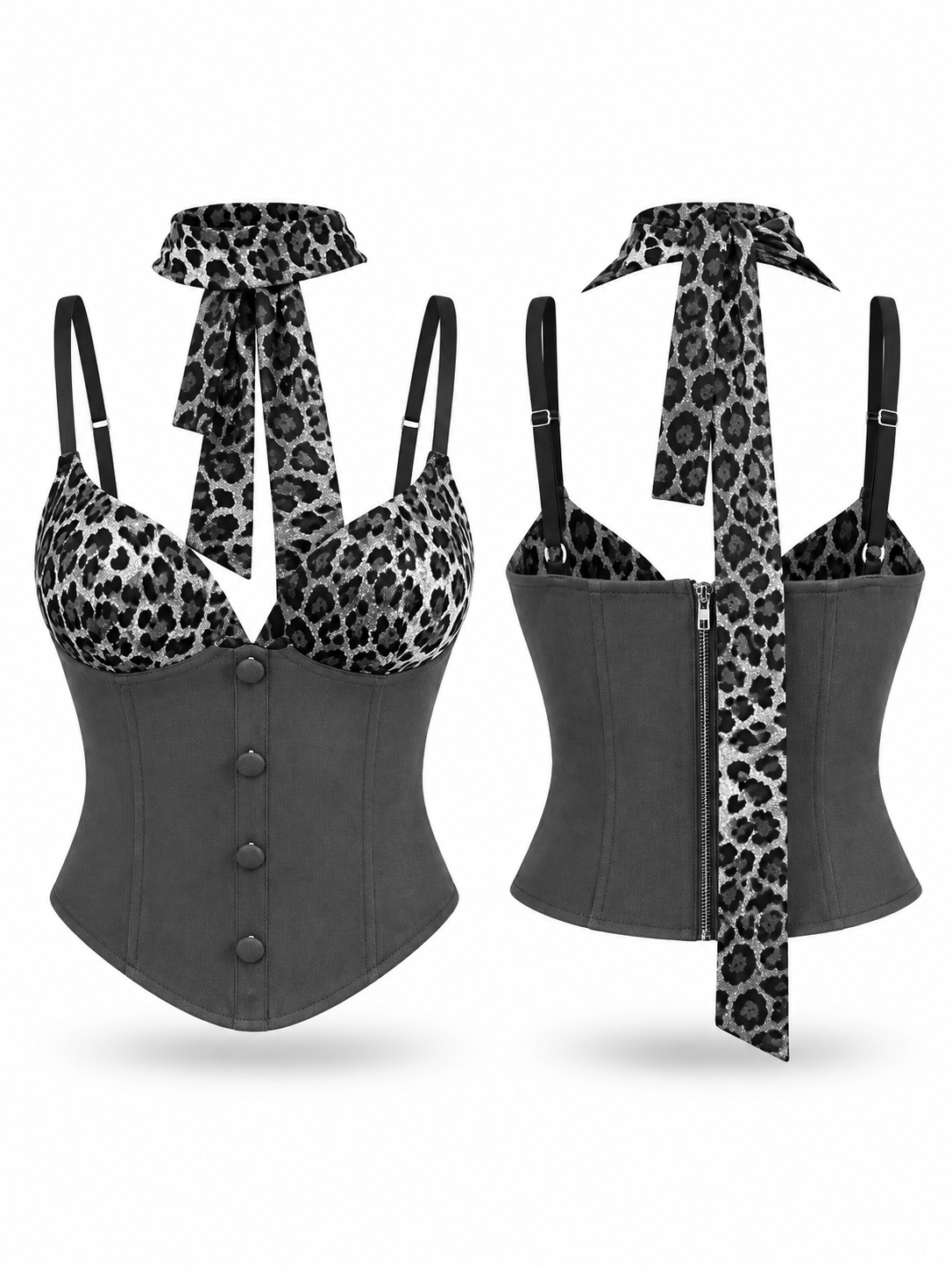 Monochrome Leopard Corset - image 2