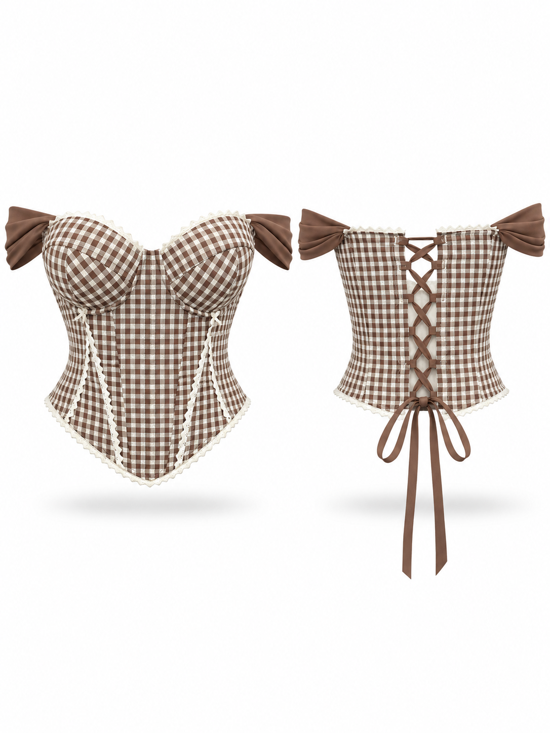 Mocha Gingham Muse Corset - image 2