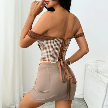 Mocha Gingham Muse Corset - image 3
