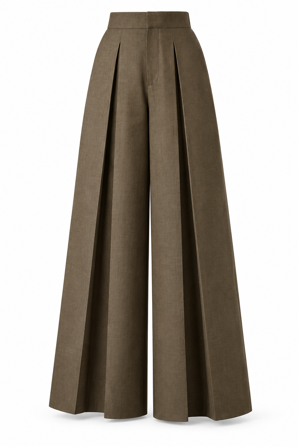 Mocha Pleat Wide-Leg Trousers - image 1
